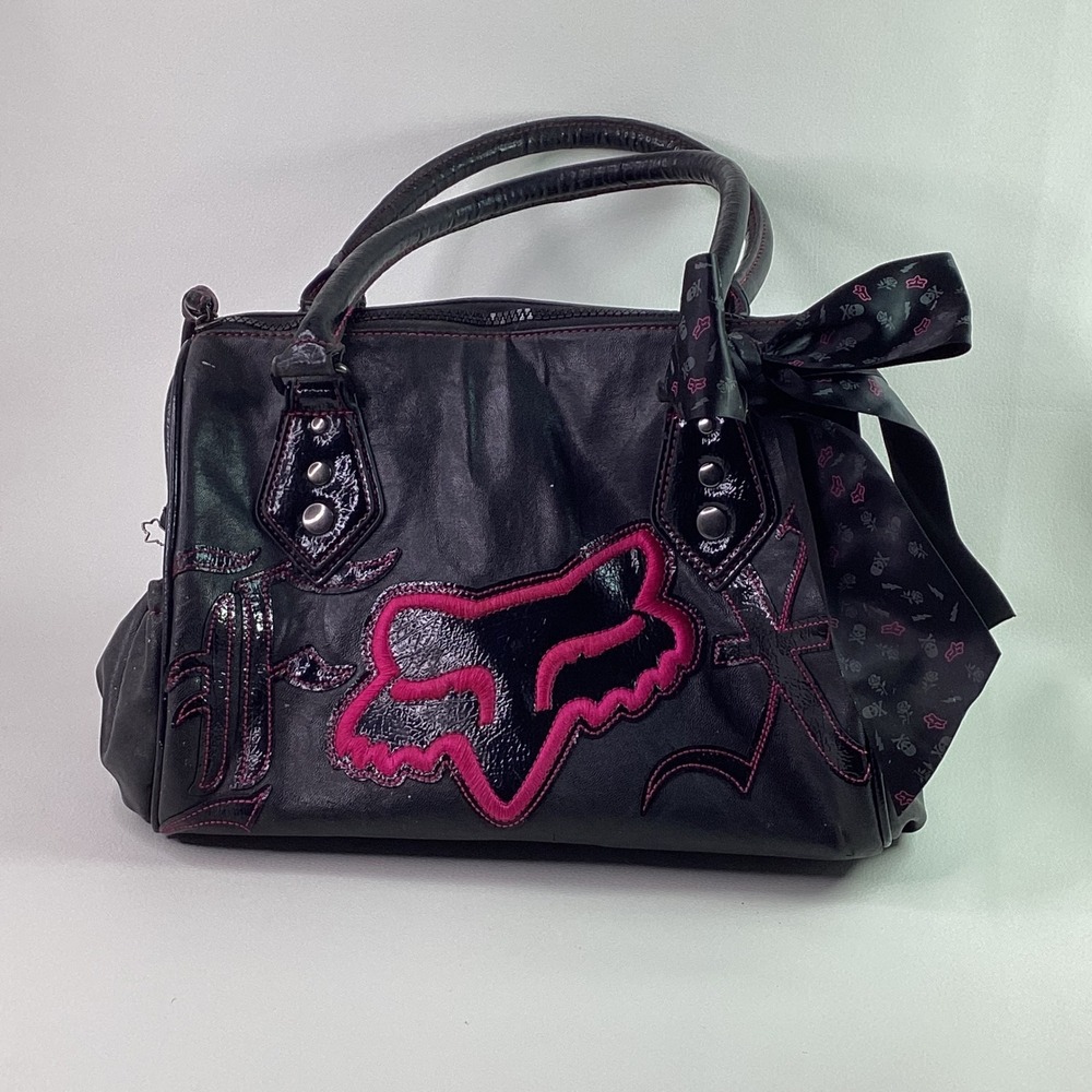 PURSE FOR ALT GIRLS: Vintage Y2K 90s Fox Racing Moto Punk Hot Pink Black Bow